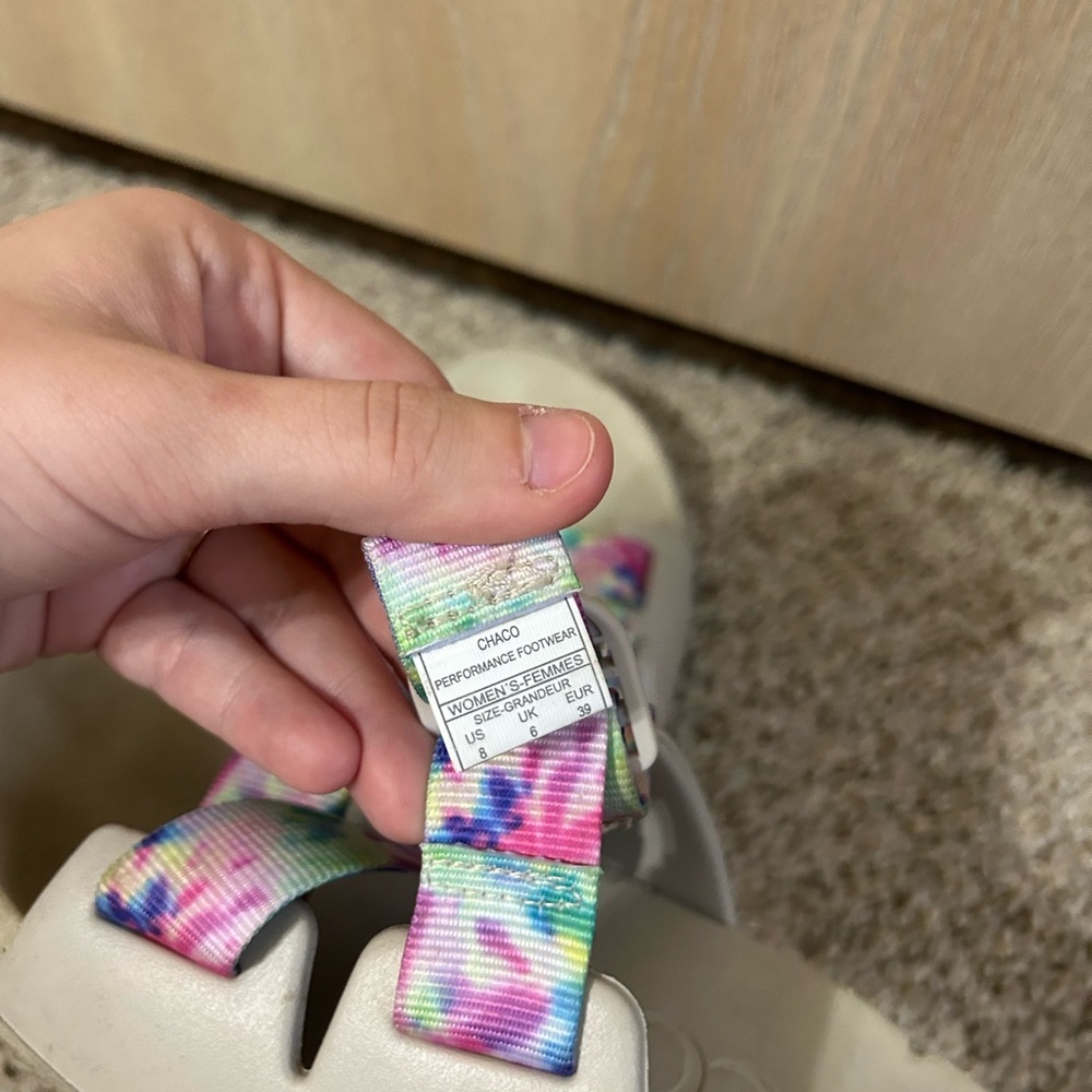 Chaco Chillos Slide Women's Light Tie Dye Pastel Gray Size 8 Outdoor Beach Strap - Picture 8 of 9